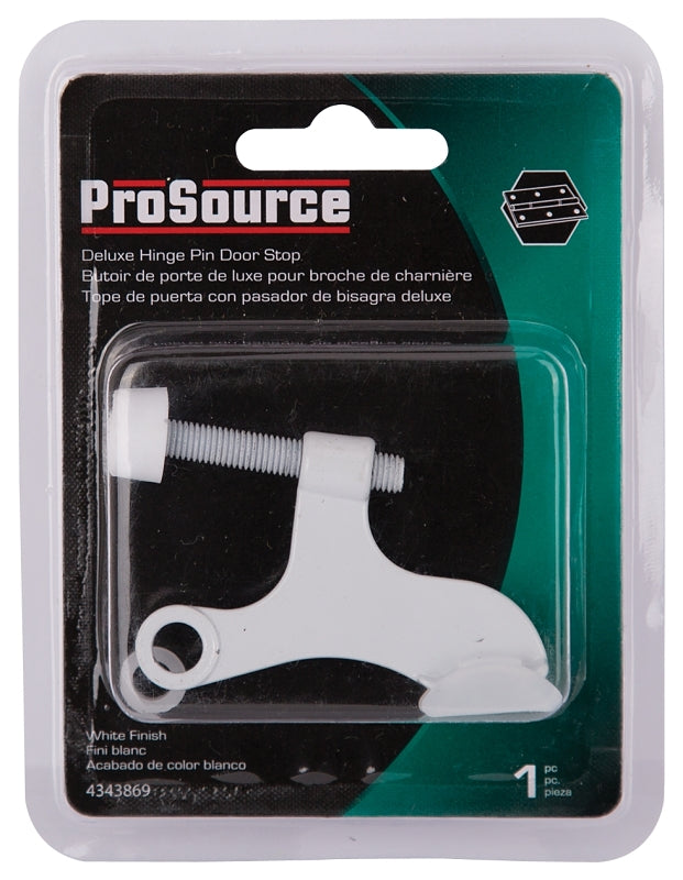 ProSource H20-B040W-PS Deluxe Hinge Pin Door Stop, 2-5/8 in Projection, Die-Cast Zinc & Plastic, White