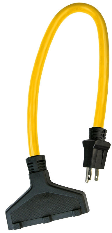 PowerZone ORAD50802 Extension Cord, 12 AWG Cable, 2 ft L, 125 V, Yellow