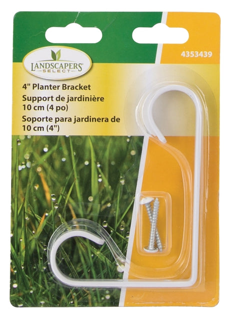 Landscapers Select GB0183L Plant Bracket, 4-1/4 L, Steel, White, Wall Mount Mounting