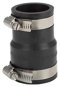 ProSource FC56-15125 Coupling, 1-1/2 x 1-1/4 in, Cast Iron, Plastic and Steel Drain Pipes, PVC, Black