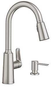 Moen Edwyn Series 87028SRS Pull-Down Kitchen Faucet, 1.5 gpm, 1-Handle, 1, 4-Faucet Hole, Stainless Steel