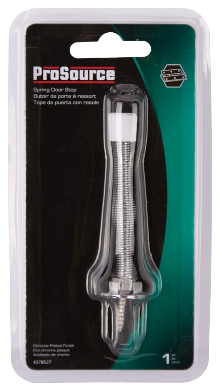 ProSource H61-Z012C-PS Light-Duty Door Stop, 3/4 in Dia Base, 3 in Projection, Plastic & Steel, Chrome