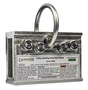 Guardian Fall Protection 10600 2-Way Universal Standing Seam Roof Clamp, Galvanized Steel
