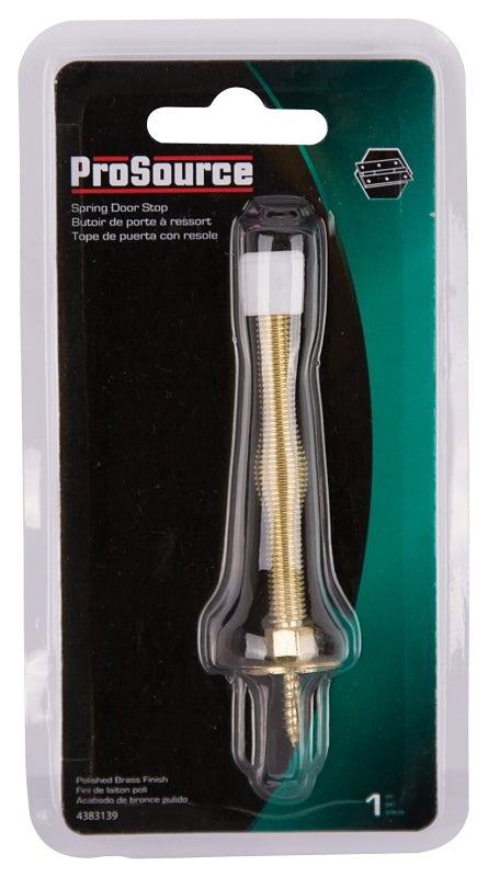 ProSource H61-Z010C-PS Light-Duty Door Stop, 3/4 in Dia Base, 3 in Projection, Plastic & Steel, Polished Brass