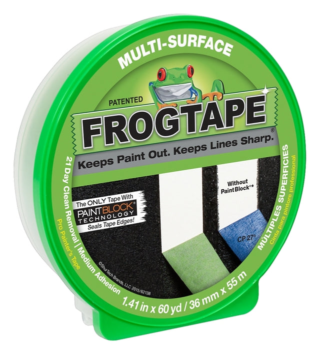 FrogTape 1358465 Painting Tape, 5.7 mil Thick, 60 yd L, 1.41 in W, Green