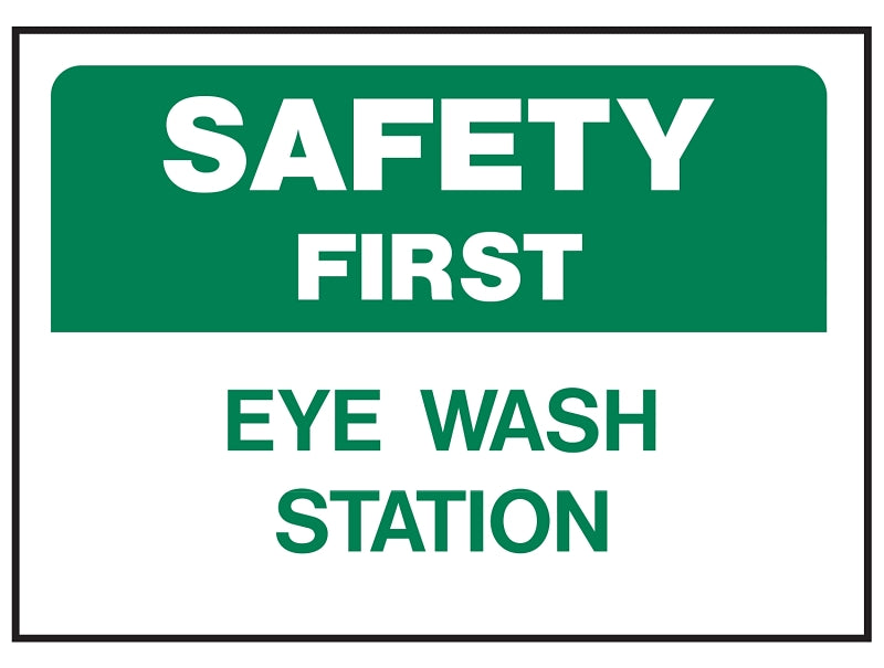 Hy-Ko 573 Safety Sign, Rectangular, EYE WASH STATION, Green Legend, White Background, Polyethylene, Pack of 5