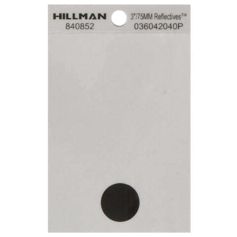 HILLMAN 3 in. Reflective Black Vinyl Self-Adhesive Special Character Period 1 pc, Pack of 6