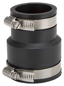 ProSource FC56-215 Coupling, 2 x 1-1/2 in, Cast Iron, Plastic and Steel Drain Pipes, PVC, Black