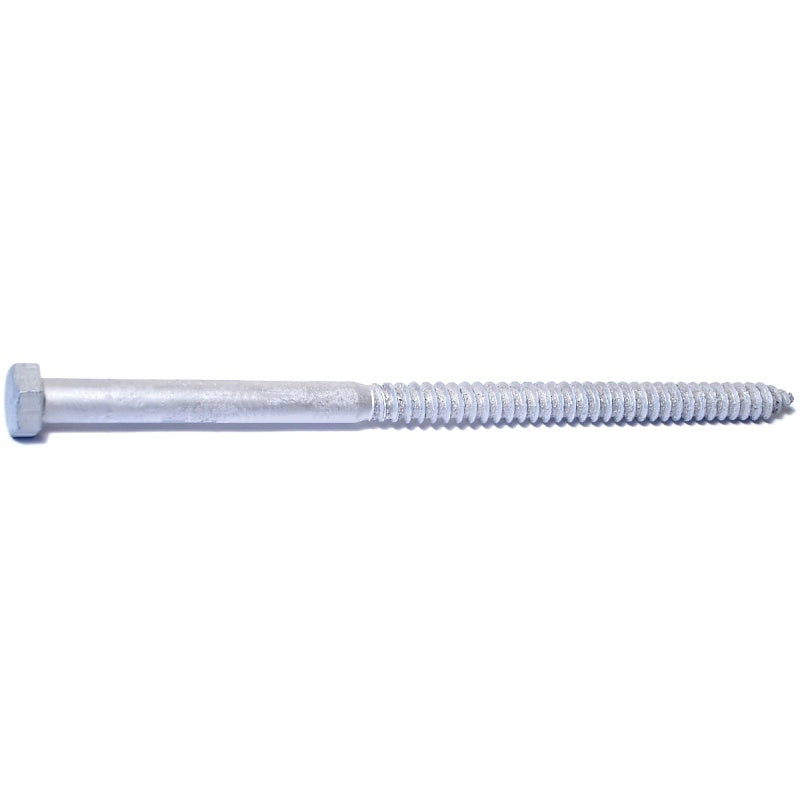 Midwest Fastener 05603 Lag Screw, 1/2-6 Thread, 10 in OAL, 2 Grade, Galvanized Steel, SAE Measuring