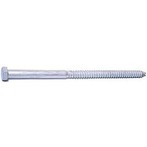 Midwest Fastener 05603 Lag Screw, 1/2-6 Thread, 10 in OAL, 2 Grade, Galvanized Steel, SAE Measuring