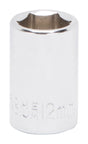 Vulcan MT6499156 Drive Socket, 12 mm Socket, 3/8 in Drive, 6-Point, Chrome Vanadium Steel, Chrome