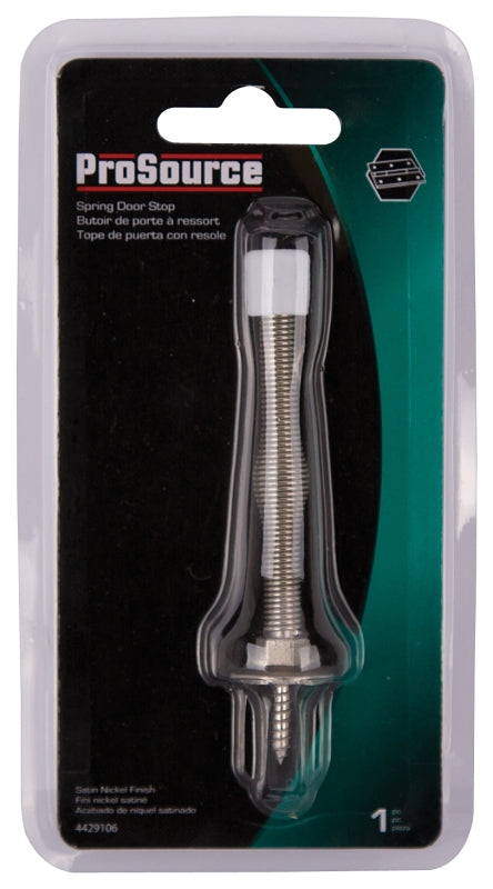 ProSource H61-Z013C-PS Light-Duty Door Stop, 3/4 in Dia Base, 3 in Projection, Plastic & Steel, Satin Nickel