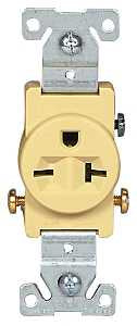 RECEPTACLE SNGL IVORY 20A 250V