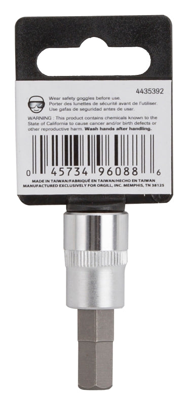 Vulcan 3506008922 Fractional Hex Bit Socket, 3/8 in Tip, 3/8 in Drive, Chrome, 1-7/8 in OAL