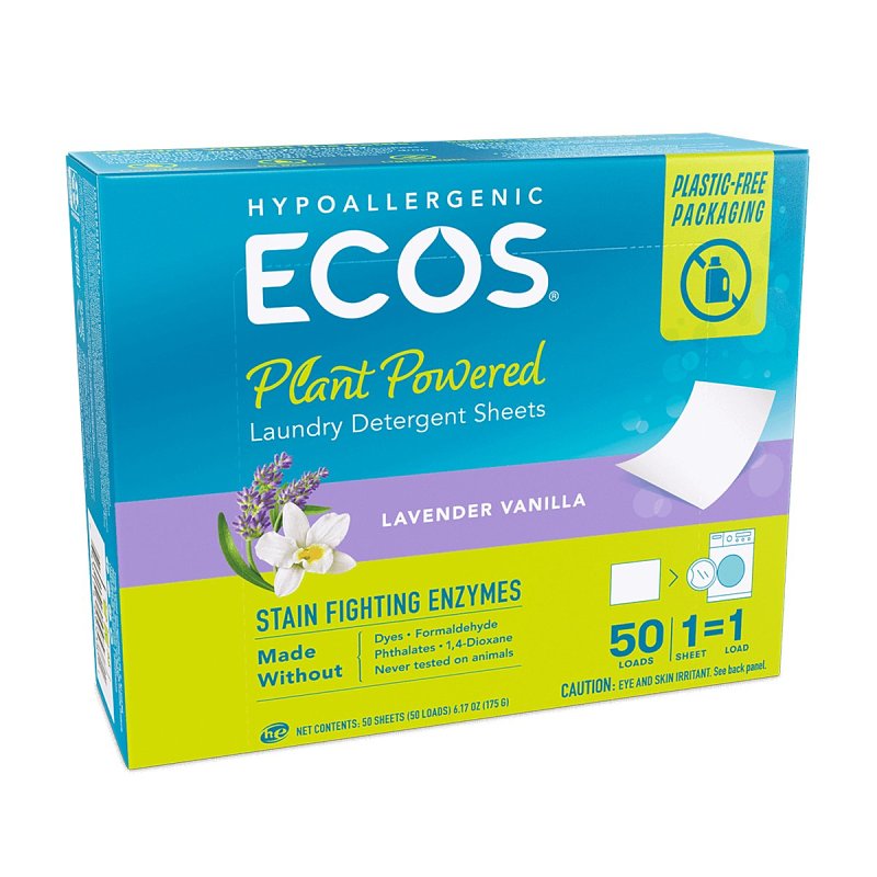 Ecos 9538/10 Laundry Detergent, 50, Sheet, Lavender Vanilla