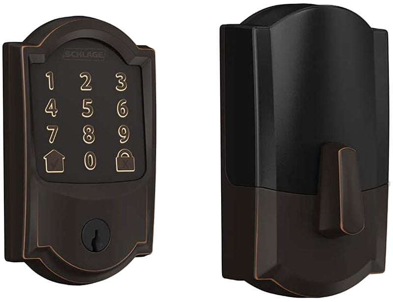 Schlage BE489WBV CAM 716 Electronic Deadbolt, Aged Bronze, Residential, 1 Grade, Metal, ADA Compliant, ADA Compliant