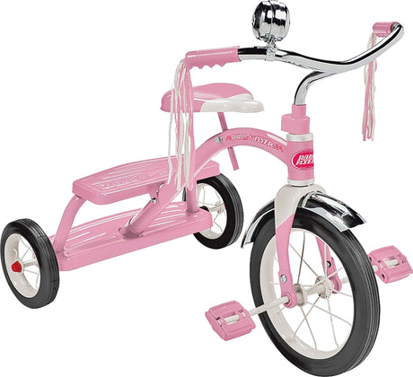 Radio Flyer 33P Series Dual Deck Tricycle, Pink, 2-1/2 to 5 years, Steel Frame, 12 x 1-1/4 in Front Wheel