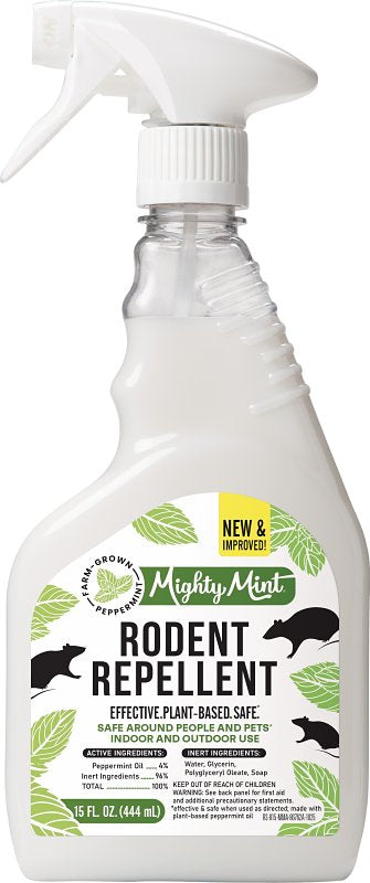 Mighty Mint RS-015-MMA Rodent Repellent, Liquid, White, Peppermint, 15 oz Bottle