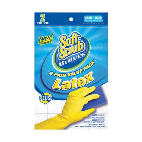 Soft Scrub Latex Cleaning Gloves S Yellow 2 pair, Pack of 6