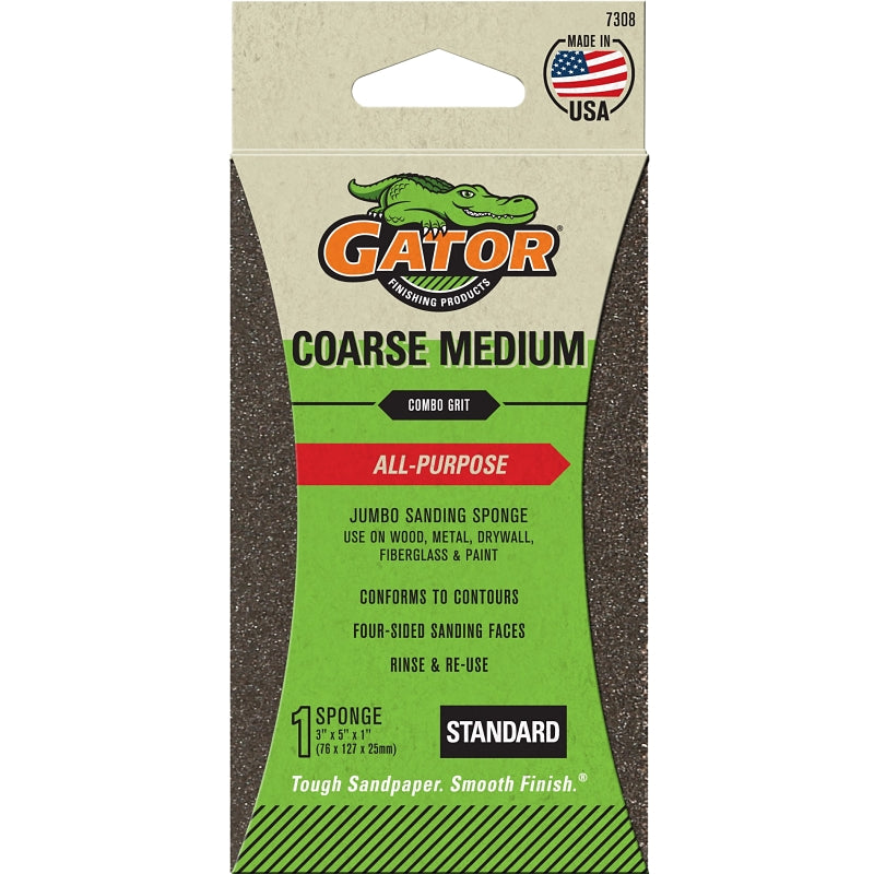 Gator 7308 Sanding Sponge, 5 in L, 3 in W, Coarse, Medium