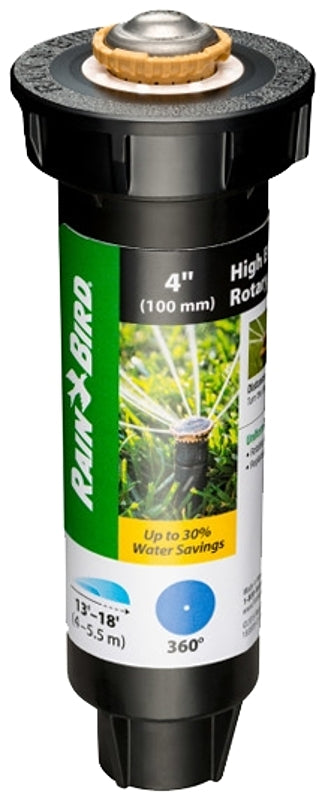 Rain Bird 12SAFPRO Mini Rotor Sprinkler, Full-Circle, 3 gpm, 1/2 in Connection, FTP, 4 in H Pop-Up, 13 to 18 ft