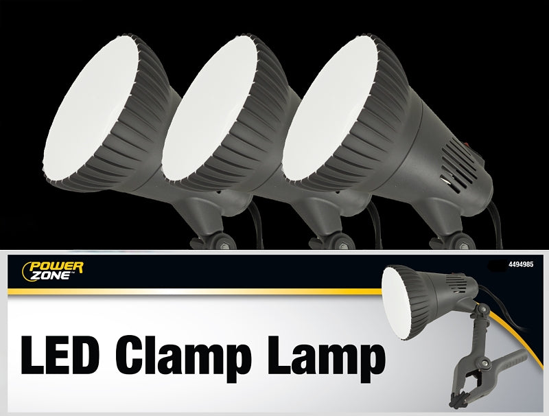 PowerZone O-CLN-1000 Clamp Light, Plug-in, LED Lamp, Gray, Pack of 4