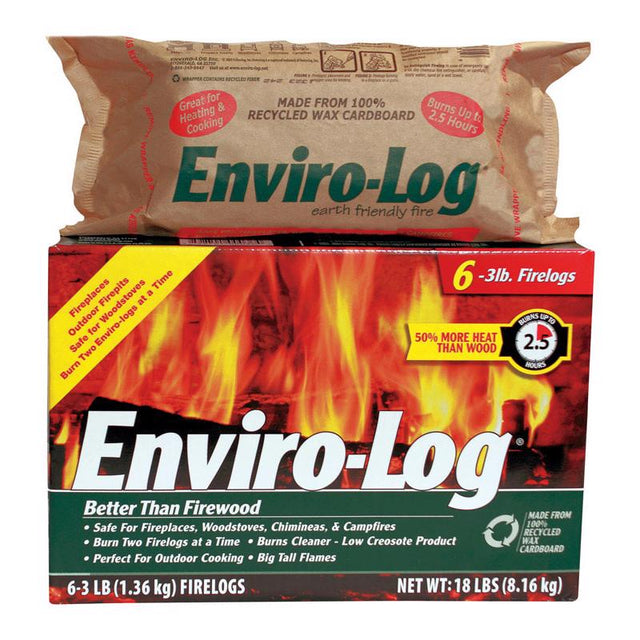Enviro-Log Fire Log Up to 3 hr 1 pk, Pack of 6