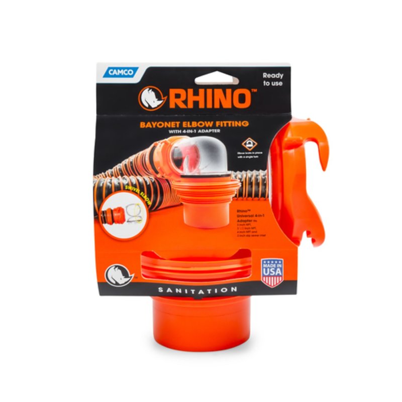 Camco USA RhinoFLEX 39736 Elbow Fitting with Adapter, Clear/Orange