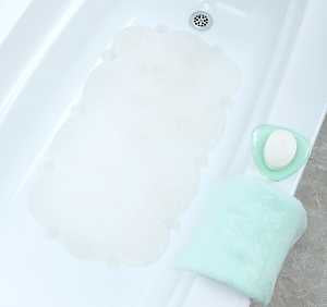 SlipX Solutions 06001 Divine Design Heavenly Comfort Cloud Bath Mat with Microban, 29 in L, 17 in W, Vinyl Mat Surface