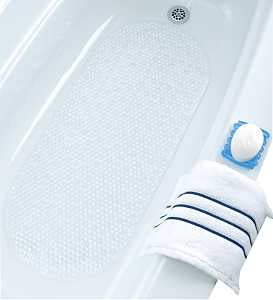SlipX Solutions 05521 Bubble Bath Mat with Microban, 35 in L, 15 in W, Vinyl Mat Surface, Clear