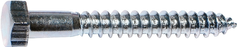 Midwest Fastener 01293 Lag Screw, 1/4-10 Thread, 4 in OAL, 2 Grade, Steel, Zinc, SAE Measuring, 100/PK