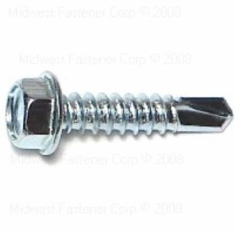 Midwest Fastener 10283 Screw, #12 Thread, 1 in L, Washer Head, Hex Drive, Self-Drilling Point, 1 PK