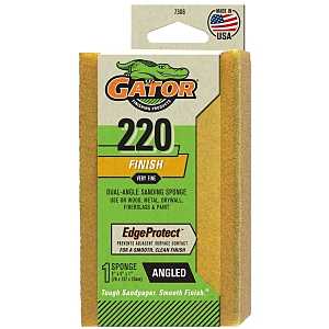 Gator 7306 Sanding Sponge, 5 in L, 3 in W, 220 Grit, Extra Fine, Aluminum Oxide Abrasive