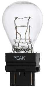Peak 3157LL-BPP Miniature Automotive Bulb, 400 Lumens Lumens, 12.8 V, 27 W, Incandescent Lamp, Wedge, Clear