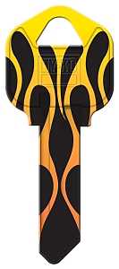 Hy-Ko 16010KW1-18 Key Blank, Flames, Brass, Nickel-Plated, For: Kwikset KW1 Keyways, KW1 Key Number, Pack of 10