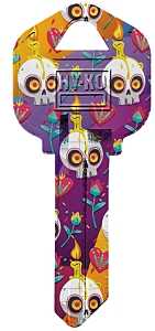 Hy-Ko 16010KW1-24 Key Blank, Skulls, Brass, Nickel, For: Kwikset KW1 Keyways, KW1-24 Key Number, Pack of 10