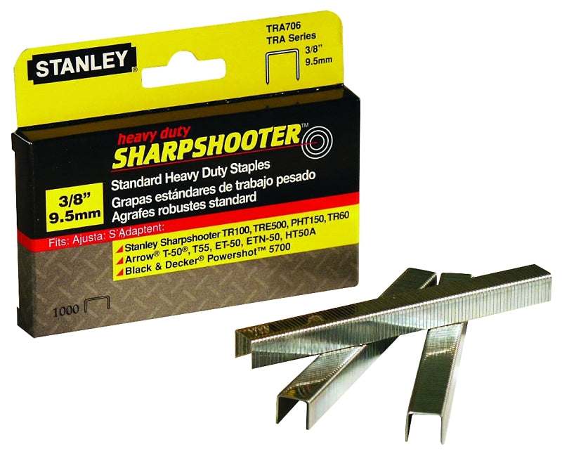 STANLEY TRA706-5C Staple, 27/64 in W Crown, 3/8 in L Leg, Galvanized, 5000/PK