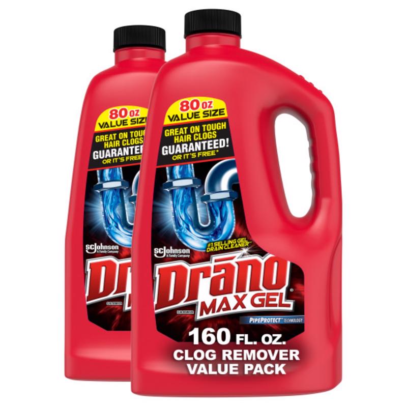 Drano Professional Strength Gel Drain Clog Remover 160 oz, Pack of 2
