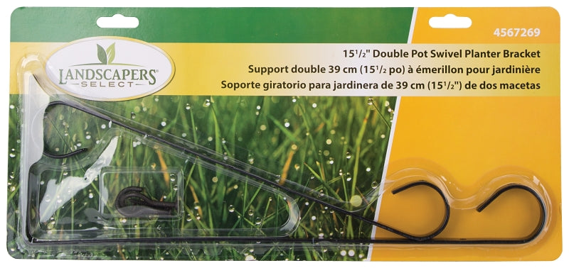 Landscapers Select GB0283L Hanging Plant Bracket, 15-1/2 L, Steel, Black, Wall Mount Mounting