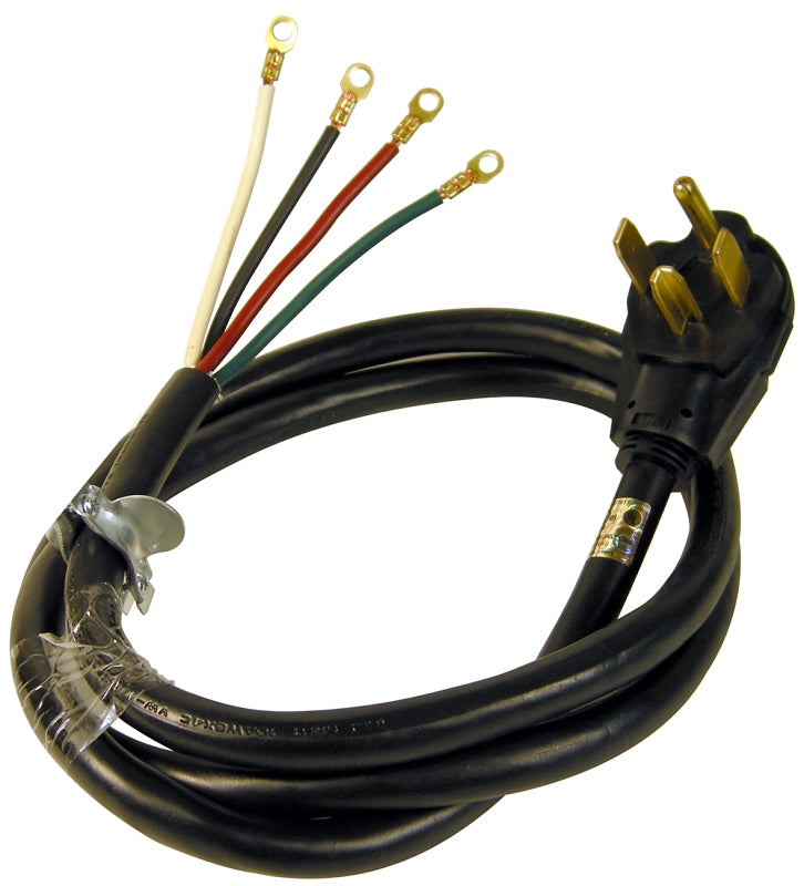 PowerZone ORD100406 Power Supply Dryer Cord, 10 AWG Cable, 6 ft L, 250 V, Black