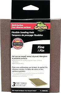 Gator 4643 Sanding Pad, 5-1/2 in L, 4-1/2 in W, 180 Grit, Fine, Aluminum Oxide Abrasive