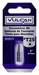 Vulcan 307591OR Screwdriver Bit, Hex Shank, S2 Chrome Molybdenum Steel