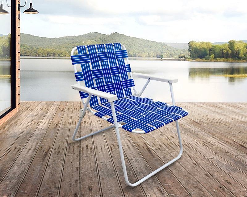 Seasonal Trends AC4007-BLUE Folding Web Chair, 22.83 in W, 23.62 in D, 30.71 in H, 250 lbs Capacity, Steel Frame, Pack of 6