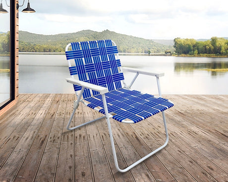 Seasonal Trends AC4007-BLUE Folding Web Chair, 22.83 in W, 23.62 in D, 30.71 in H, 250 lbs Capacity, Steel Frame, Pack of 6
