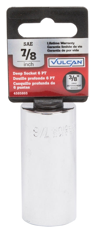 Vulcan MT6496484 Drive Socket, 7/8 in Socket, 3/8 in Drive, 6-Point, Chrome Vanadium Steel, Chrome