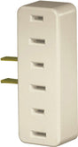 Leviton 001-00065-00I Triple Tap Outlet Adapter, 2-Pole, 15 A, 125 V, 3-Outlet, NEMA: NEMA 1-15R, Ivory