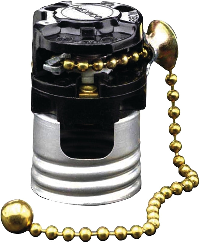 Leviton 19980-M Lamp Holder, 250 V, 660 W, Phenolic Housing Material, Black/Silver