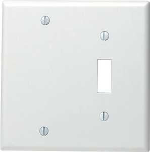 Leviton 002-88006-000 Non-Metallic Wallplate, Standard-Size, 4-1/2 in L, 2-3/4 in W, 2-Gang, Thermoset, White, Smooth