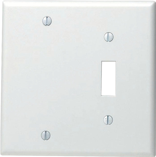Leviton 002-88006-000 Non-Metallic Wallplate, Standard-Size, 4-1/2 in L, 2-3/4 in W, 2-Gang, Thermoset, White, Smooth