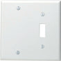 Leviton 002-88006-000 Non-Metallic Wallplate, Standard-Size, 4-1/2 in L, 2-3/4 in W, 2-Gang, Thermoset, White, Smooth